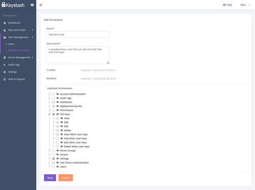 Manage Keystash user roles and permissions