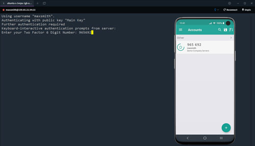 Login via SSH with two-factor authentication enabled