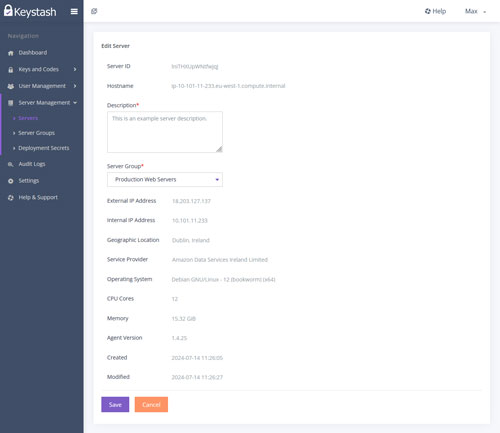 View your Linux server IP, provider, location, hardware and software details